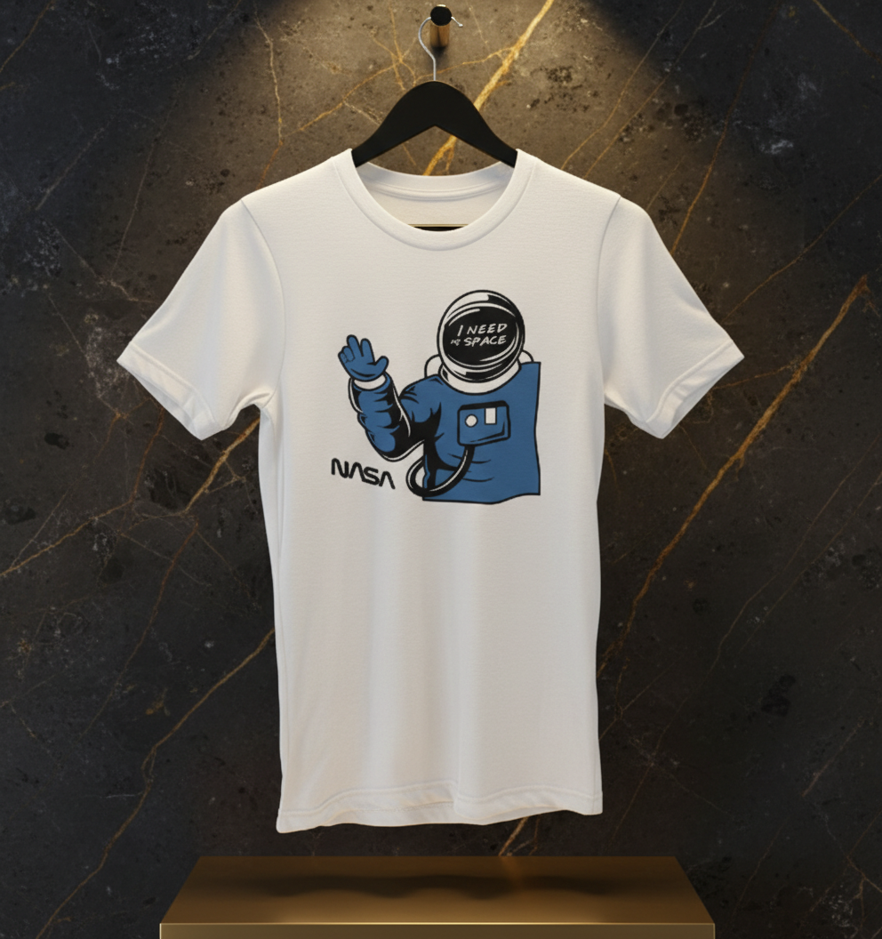 "I Need My Space" Funny Astronaut Retro Cartoon Men's T-Shirt | Introvert Gag Tee Tshirt