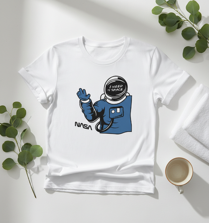 "I Need My Space" Funny Astronaut Retro Cartoon Men's T-Shirt | Introvert Gag Tee Tshirt