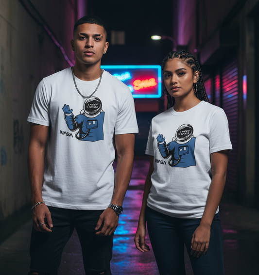 "I Need My Space" Funny Astronaut Retro Cartoon Men's T-Shirt | Introvert Gag Tee Tshirt
