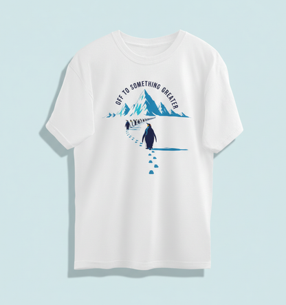 Motivational Penguin March - Off To Something Greater Graphic Merchandise Tshirt