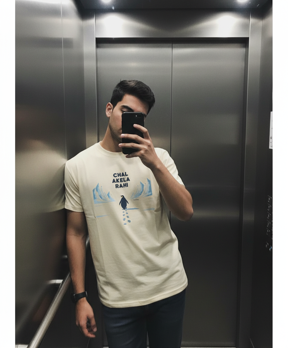 Chal Akela Rahi Penguin - Motivational Solo Journey Oversized Tshirt