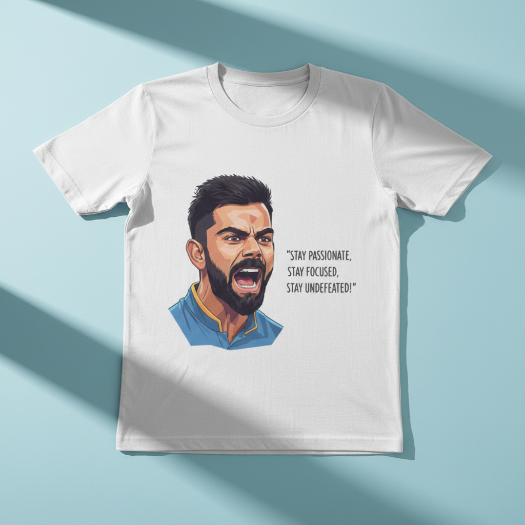 Stay Undefeated Quote Virat Kohli| Passionate Focused Motivational Oversized TShirt Tshirt