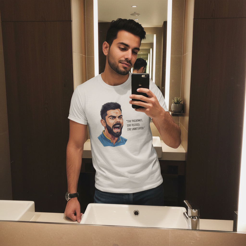 Stay Undefeated Quote Virat Kohli| Passionate Focused Motivational Oversized TShirt Tshirt