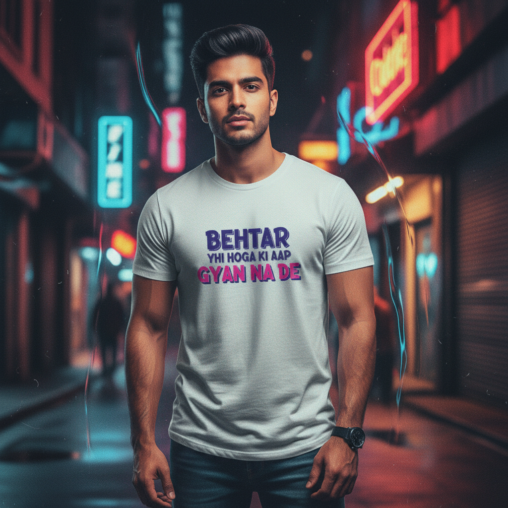 AAP GYAN NA DE 100% Cotton Slim Fit Casual Tshirt