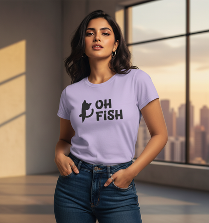 Oh Fish Cat Women's T-Shirt - Funny Minimalist Kitty Quote Apparel Tshirt