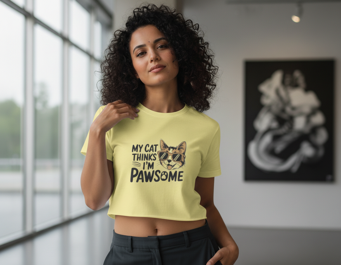 Funny Cat Quote Women’s Crop Top – Pawsome Graphic Design