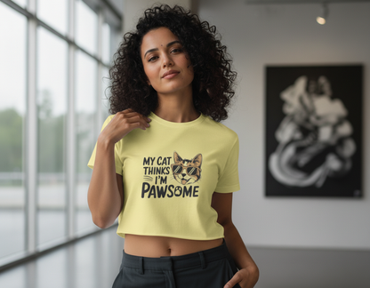 Funny Cat Quote Women’s Crop Top – Pawsome Graphic Design