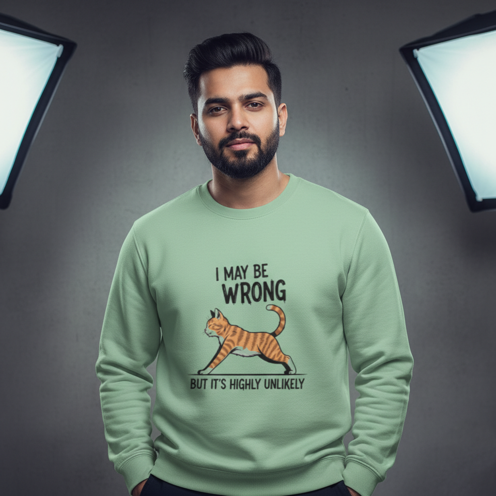 "I May Be Wrong" Men's Funny Cat Sweatshirt Men's Sweatshirts
