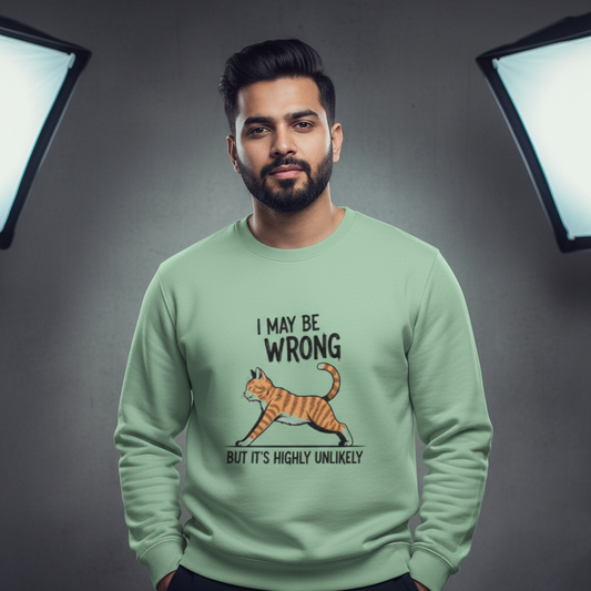 "I May Be Wrong" Men's Funny Cat Sweatshirt Men's Sweatshirts