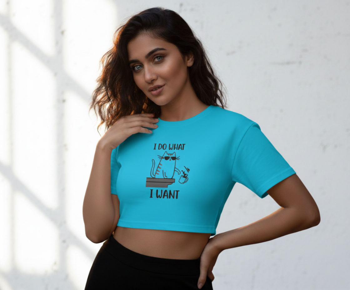 Sassy Cat "I Do What I Want" Graphic Crop Top Crop Top