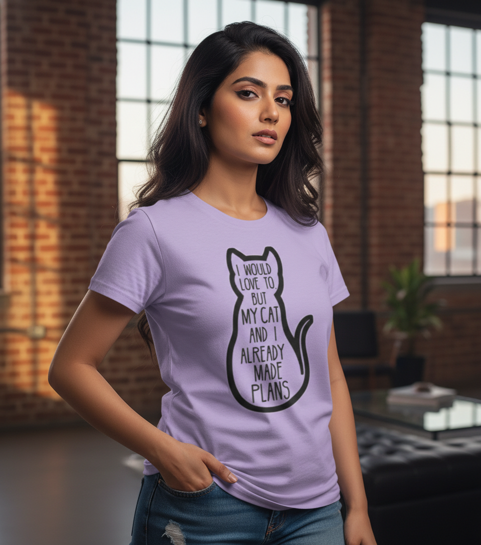 "My Cat And I Made Plans" Women's Graphic T-Shirt Tshirt