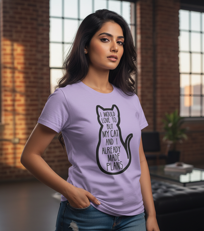 "My Cat And I Made Plans" Women's Graphic T-Shirt Tshirt