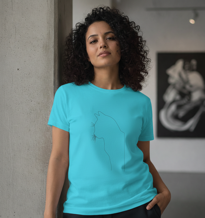 Minimalist Cat Line Art Tee Tshirt