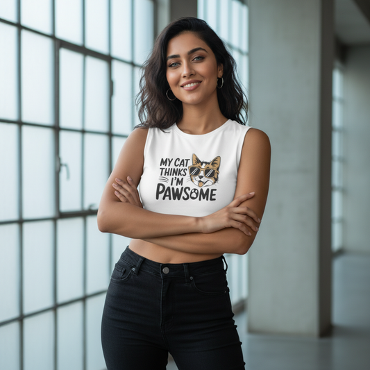 Pawsome Cool Cat Crop Tank Tank Top