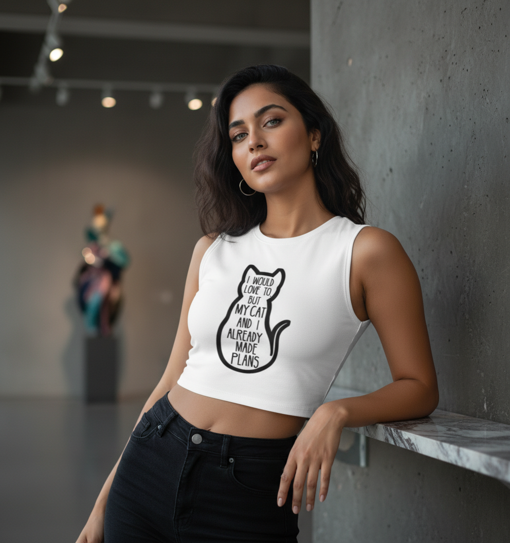 Anti-Social Cat Mom Graphic Crop Tank Tank Top