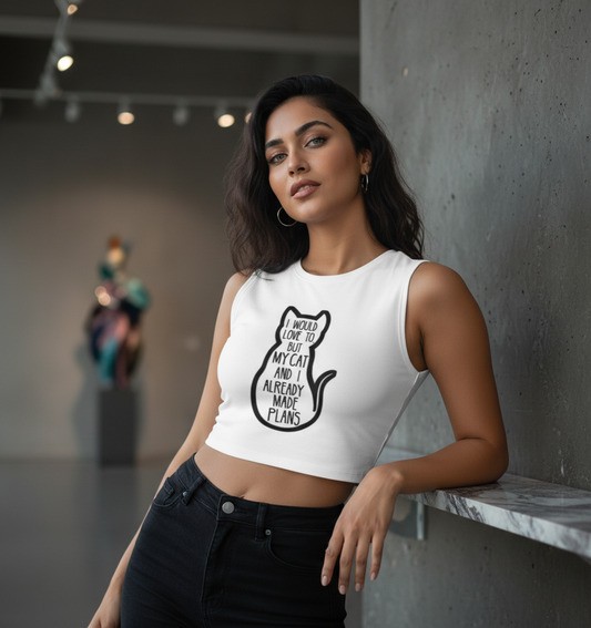 Anti-Social Cat Mom Graphic Crop Tank Tank Top