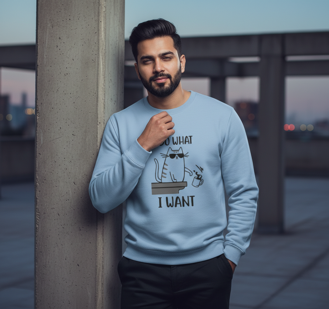 "I Do What I Want" Men's Funny Cat Sweatshirt Men's Sweatshirts