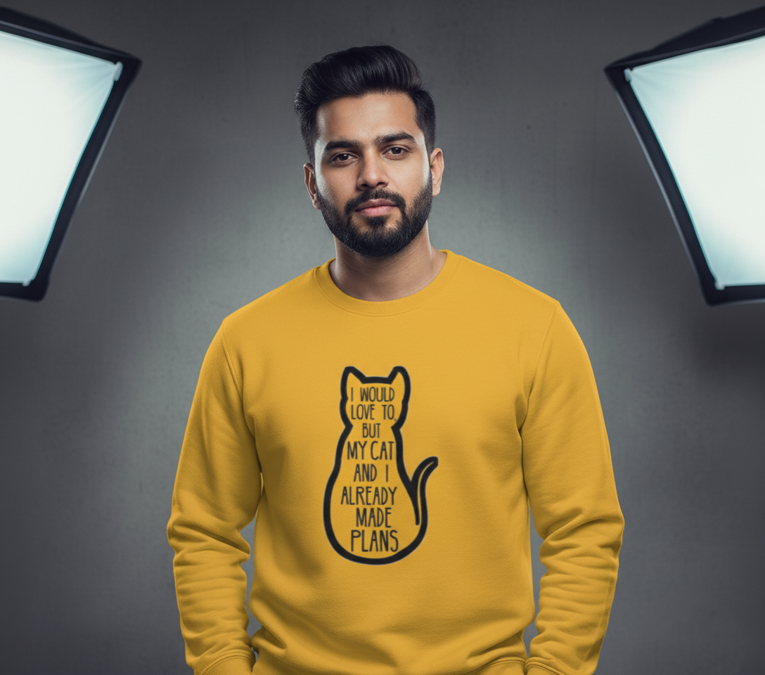 "My Cat And I Made Plans" Funny Introvert Sweatshirt Men's Sweatshirts