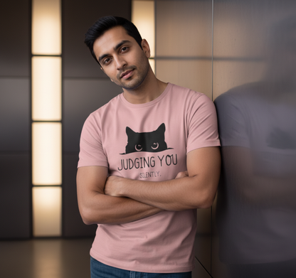 "Judging You Silently" Men's Cat T-Shirt Tshirt