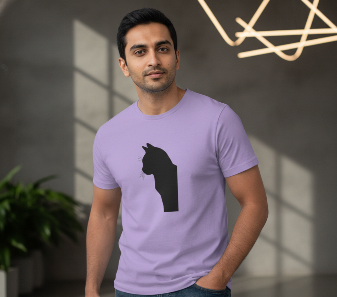 Minimalist Cat Line Art Tee Men's Tshirt Tshirt